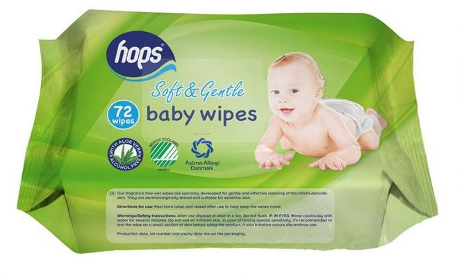 Hovedbilde Hops Våtservietter med Aloe Vera 72st*16pk.